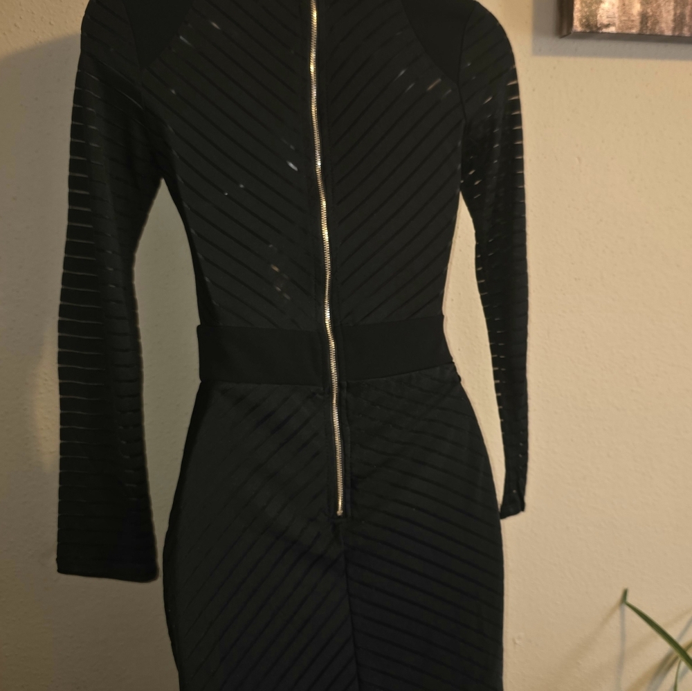 Sexy sheer Black Striped Dress - Picture 3 of 7